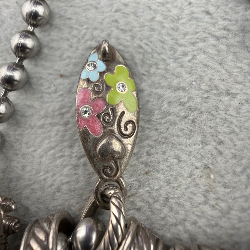 Vintage Brighton Charm Bracelet Silver Tone Summer Theme Enamel Beach 7.5" - Picture 6 of 12